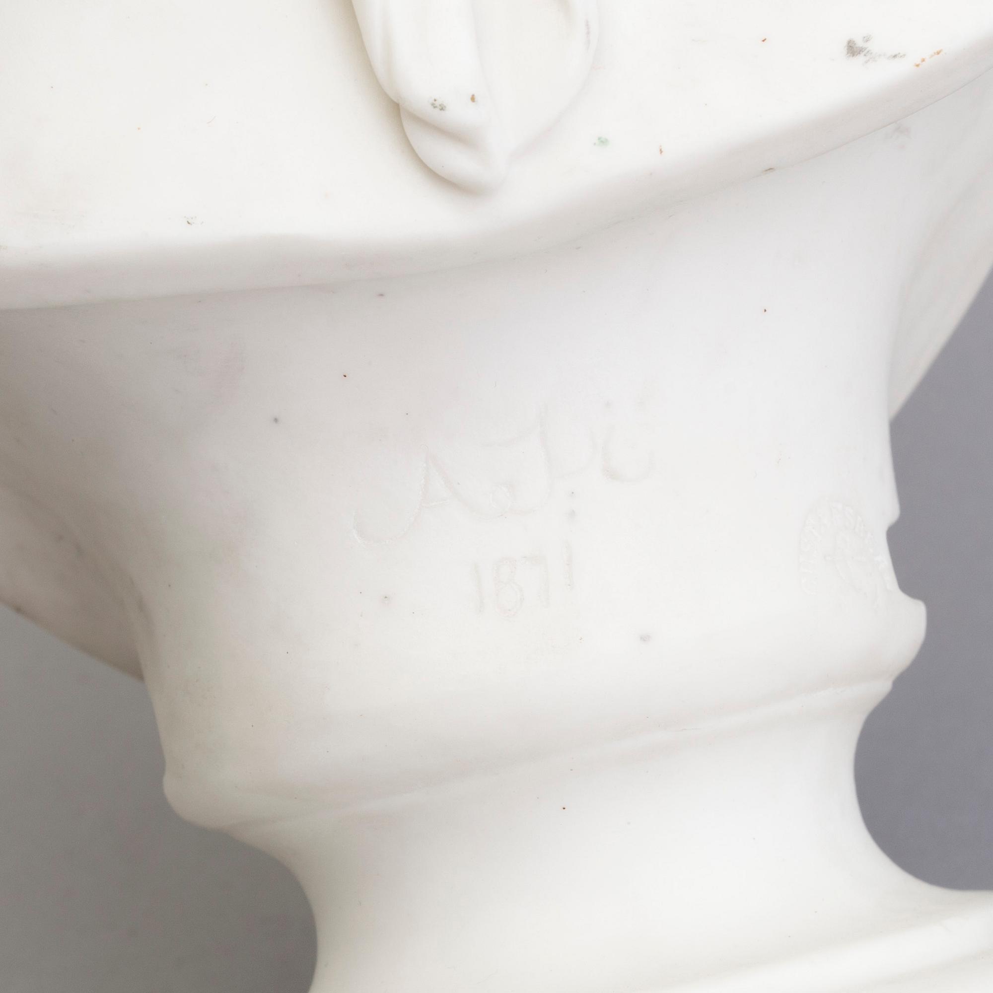 TWO PARIAN BUSTS, Gustafsberg, second half of the 19th century.