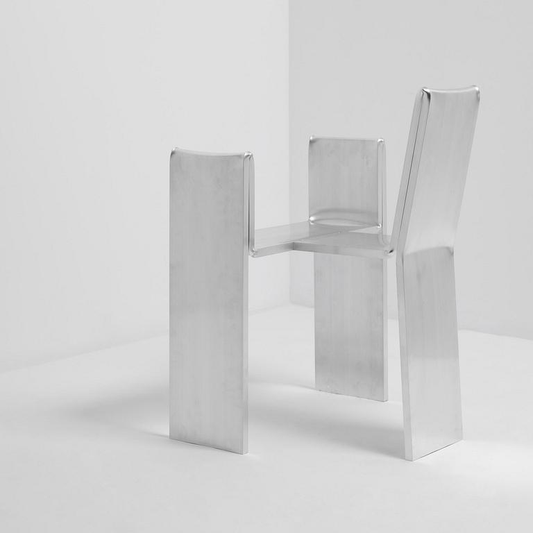 David Taylor, stol, unik, "Aluminium Chair", Studio Mellösaverken, Sverige, 2025.