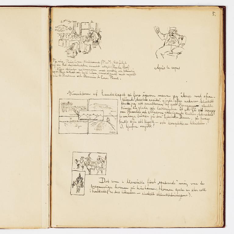 Carl Larsson, CARL LARSSON, illustrated travel story, "Från Stockholm till Messina" (From Stockholm to Messina), 1886.