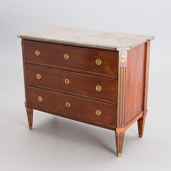 A CHEST OF DRAWERS, by Carl Lindborg, Gustavian, Late 18th Century, signed with the carpenters guildmark.