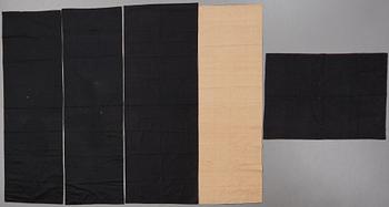 A set of five embroidered silk panels/chair covers, Qing dynasty (1644-1912).