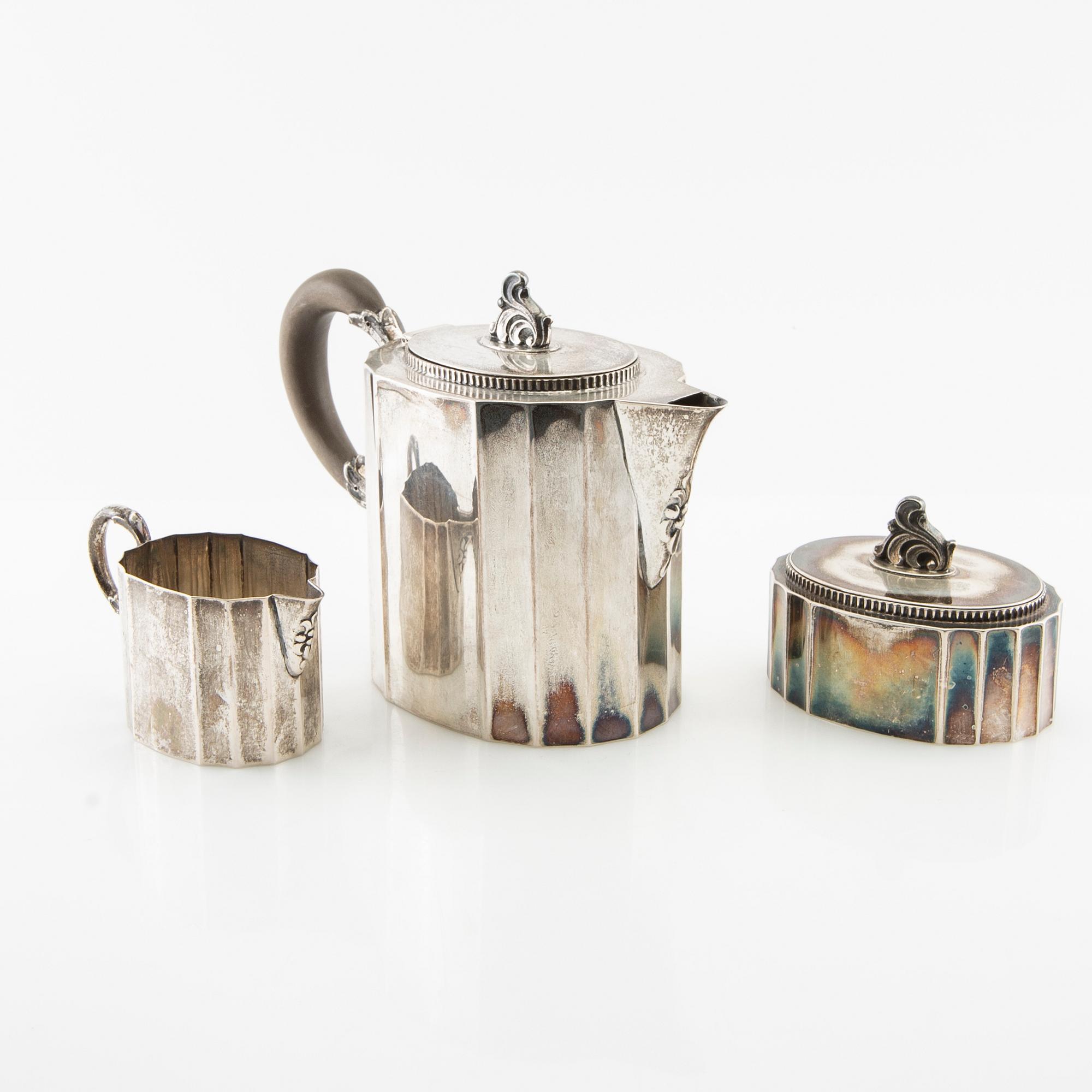 Kaffeservis 3 dlr silver, CG Hallberg Stockholm 1941.
