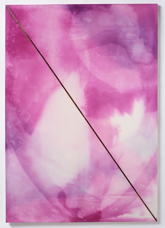 Patrick Hill, executed in 2007. Graphite, gesso, blackberries, dye, varnish, bleach on canvas.