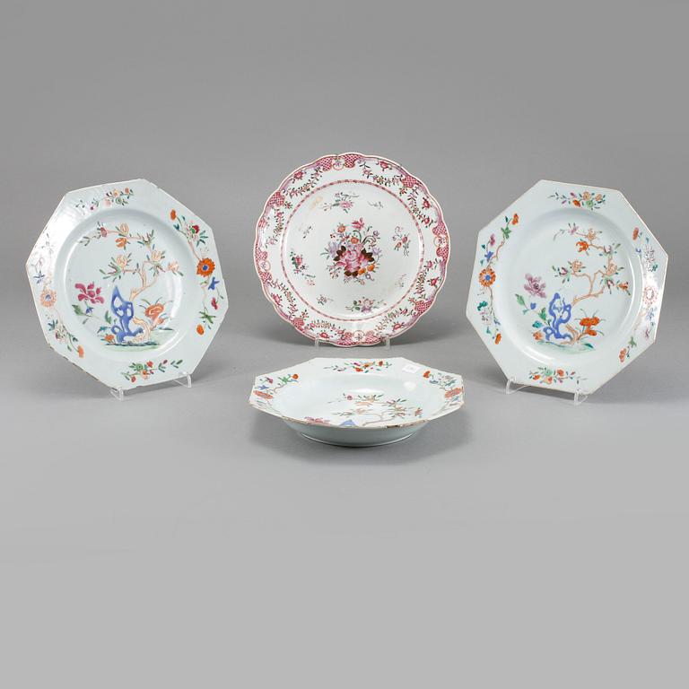 TALLRIKAR, 3+1, porslin, Kina, 1700-tal.