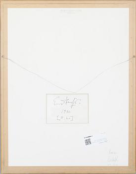 EVERT LUNDQUIST, kolteckning, monogramsignerad, signerad och daterad a tergo 1980.