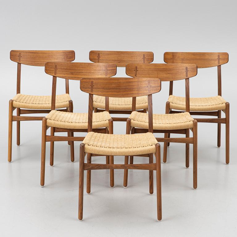 Hans J. Wegner, Six "Spisestolen" chairs/CH23, Carl Hansen & Søn, Denmark, contemporary production.