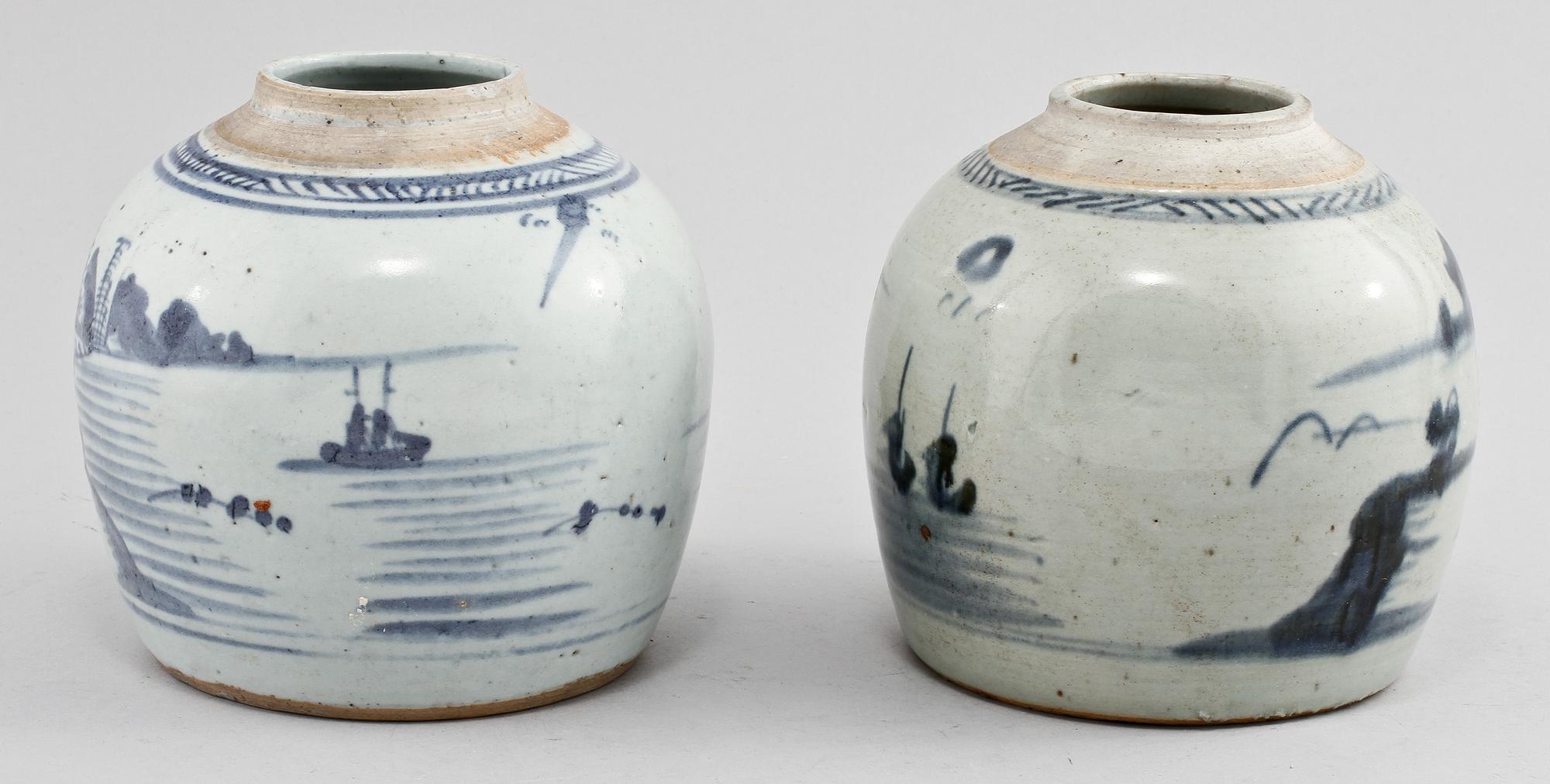 BOJANER, 2 st, porslin, Kina, 1800-tal.