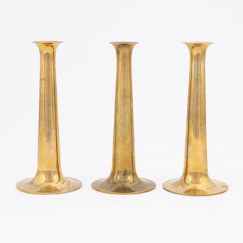 Hans Bolling, three brass candlesticks, Torben Ørskov & Co, Denmark.