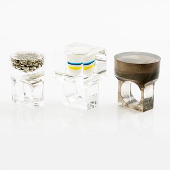 Siv Lagerström, three acrylic rings, 1970s.