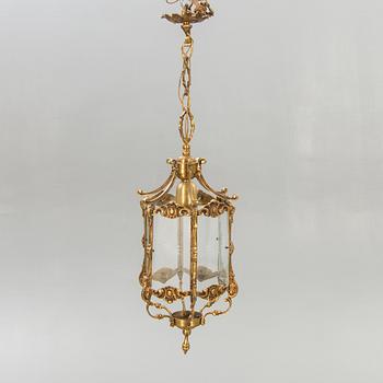 Ceiling lamp / Lantern, brass mid-20th century.