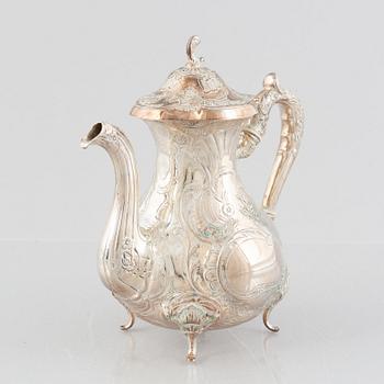 A Swedish silver Rococo style coffee pot, Malmö 1972.
