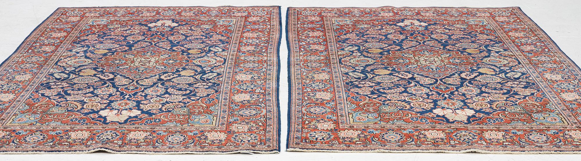 A pair of antique Keshan rugs, central persia, c. 205 x 137 cm.