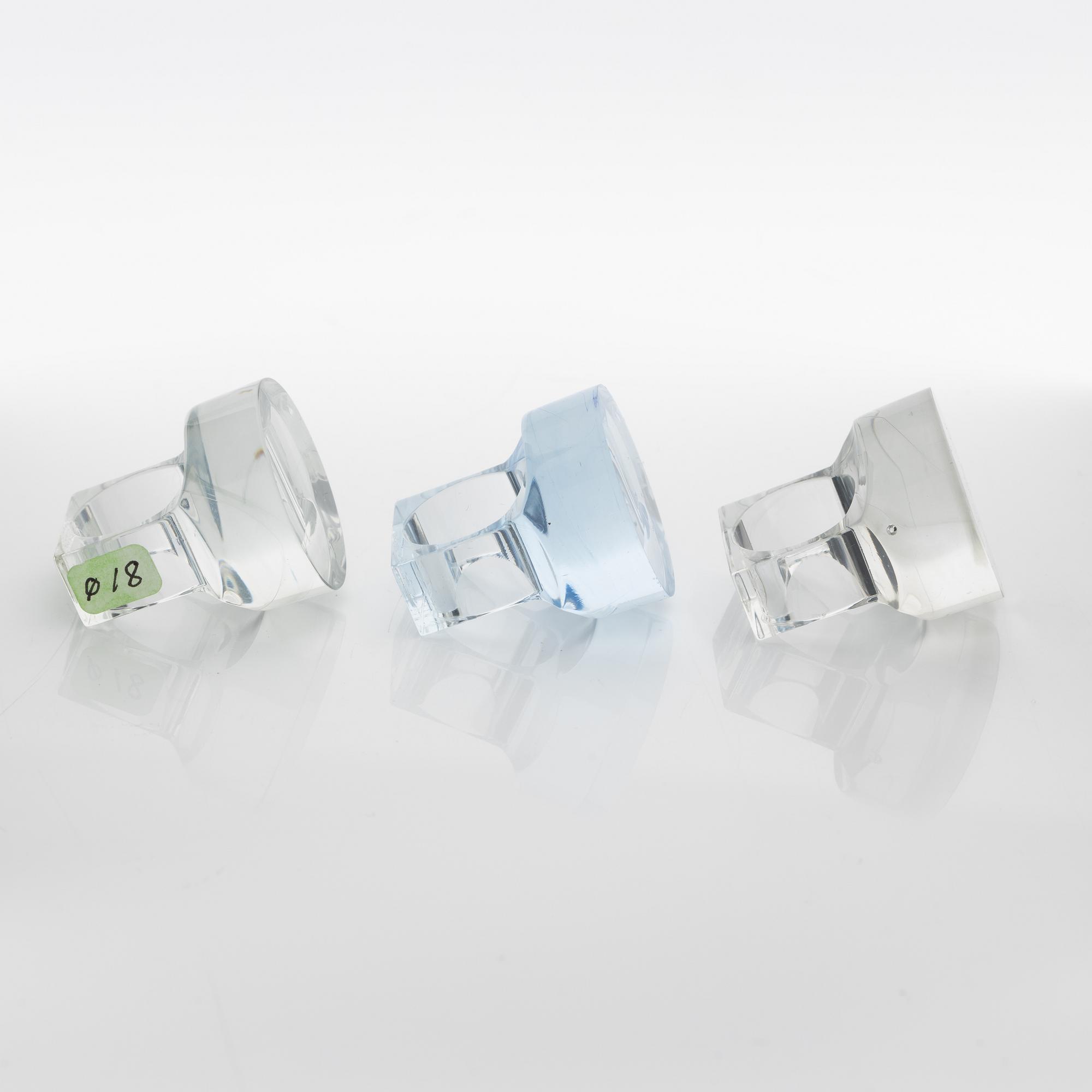 Siv Lagerström, three acrylic plastic rings, 1970s.