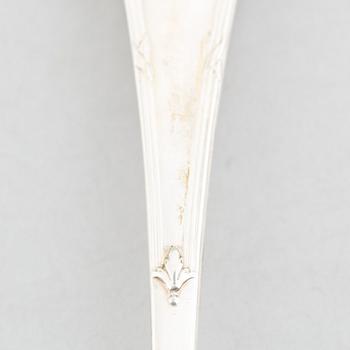 Uppsättning skedar och gafflar, 14 delar, silver, "Rosett", bl.a. Bernt Erlandsson, Kristianstad, 1912-32.