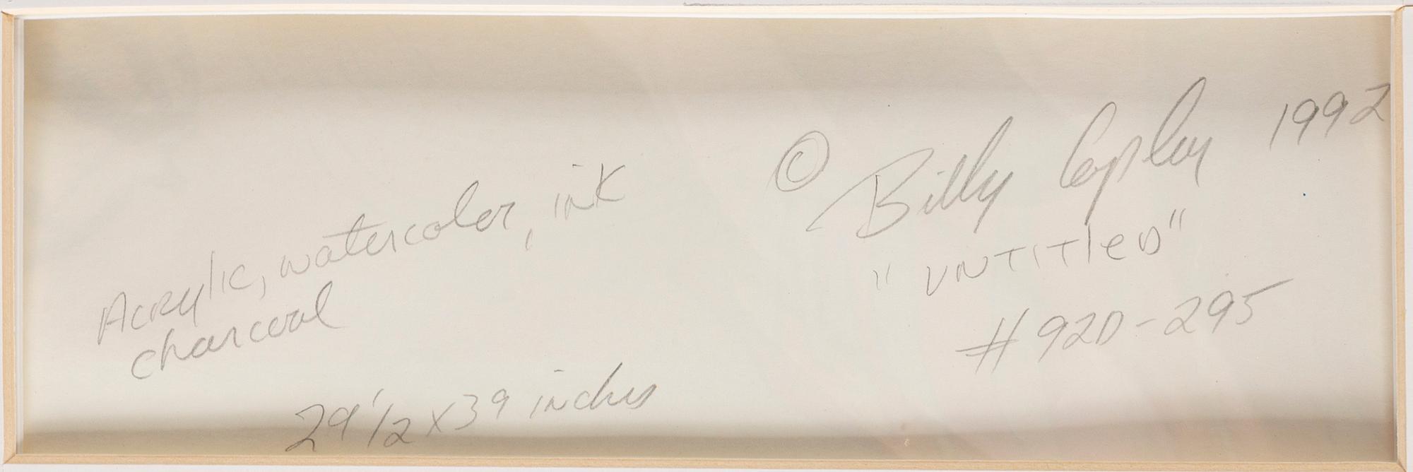 Billy Copley, mixed media on paper, signed on verso.