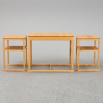 CARL MALMSTEN, a set of three nesting birch tables 'Släden' (The sled), City Möbler AB.
