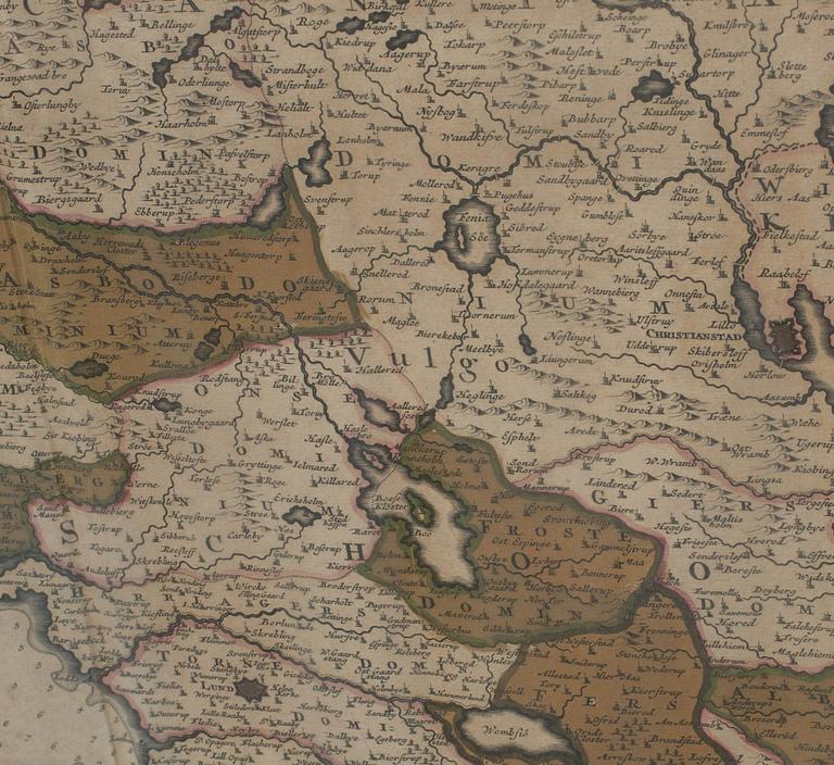 KARTA, "Nova et Acurata Scaniae..." Pierre Mortier, omkring 1700.