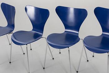 ARNE JACOBSEN, four "Sjuan" chaird, Fritz Hanzen, Denmark.