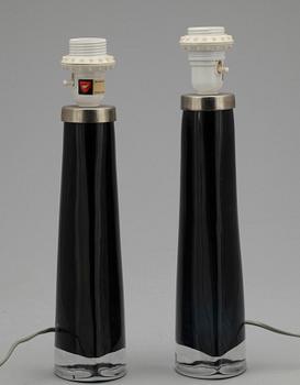 BORDSLAMPOR, 2 st snarlika, glas, Carl Fagerlund Orrefors.