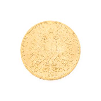 Gold coin, Austria-Hungary, 20 Corona, 1894.