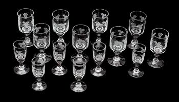 SERVISGLAS, 14 delar, "Swedish old", Reijmyre.