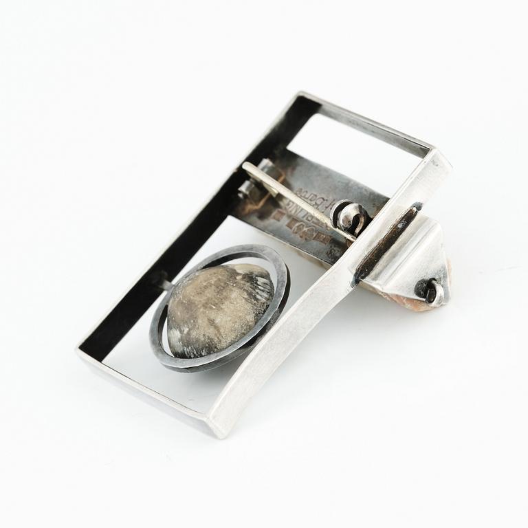 Inga-Britt "Ibe" Dahlquist, a sterling silver necklace, brooch (Olof Barve), earrings and a bangle executed in her own studio Malmö 1958-1959.