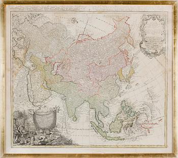 KARTA, efter Gottlieb Boehm, kopparstick, 1700-tal.
