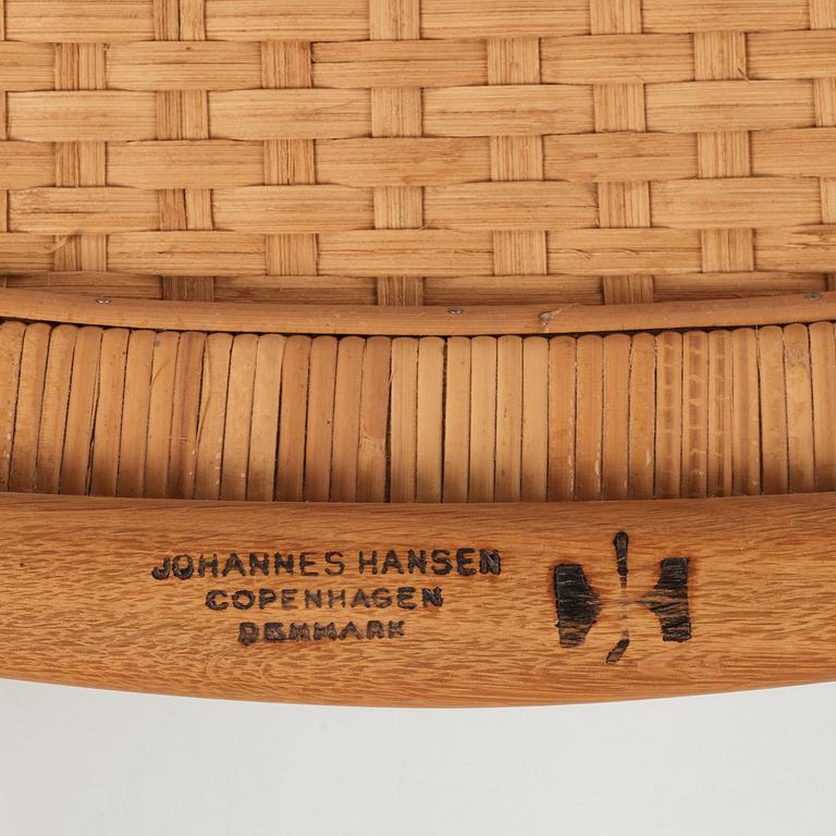 Hans J. Wegner, a pair oak and rattan "model 512" folding chairs by Johannes Hansen, Denmark 1950-60's.