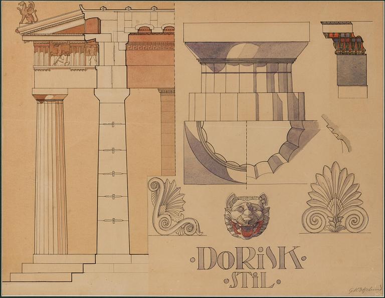 Two architect drawings signed G. Ekelund.