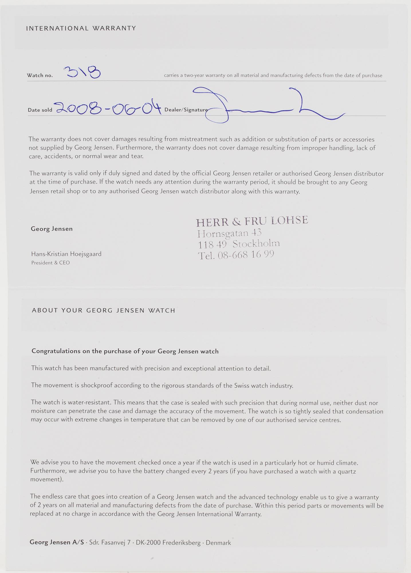 GEORG JENSEN, wristwatch, design Henning Koppel, 38 mm,