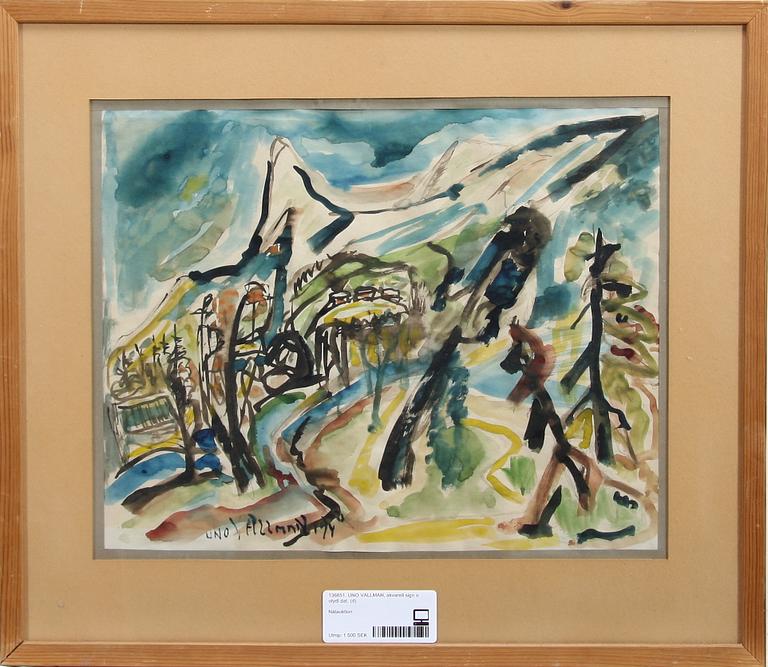 UNO VALLMAN, akvarell sign o otydl dat.