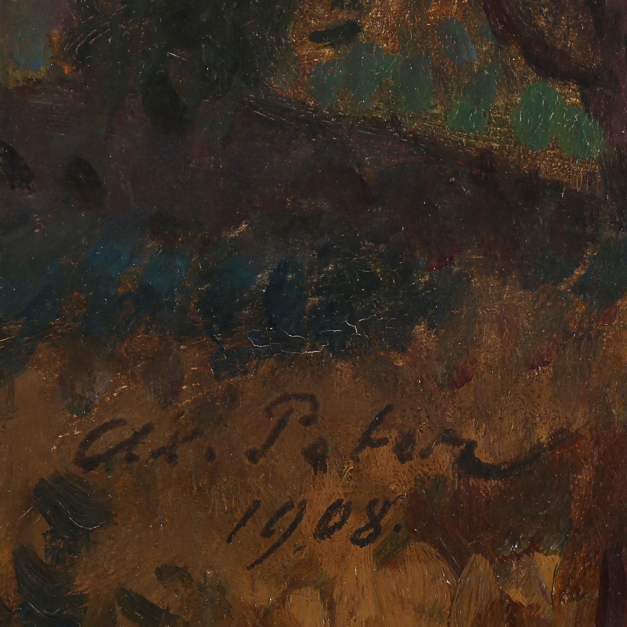 AXEL PETER, olja på pannå, signerad och daterad 1908.