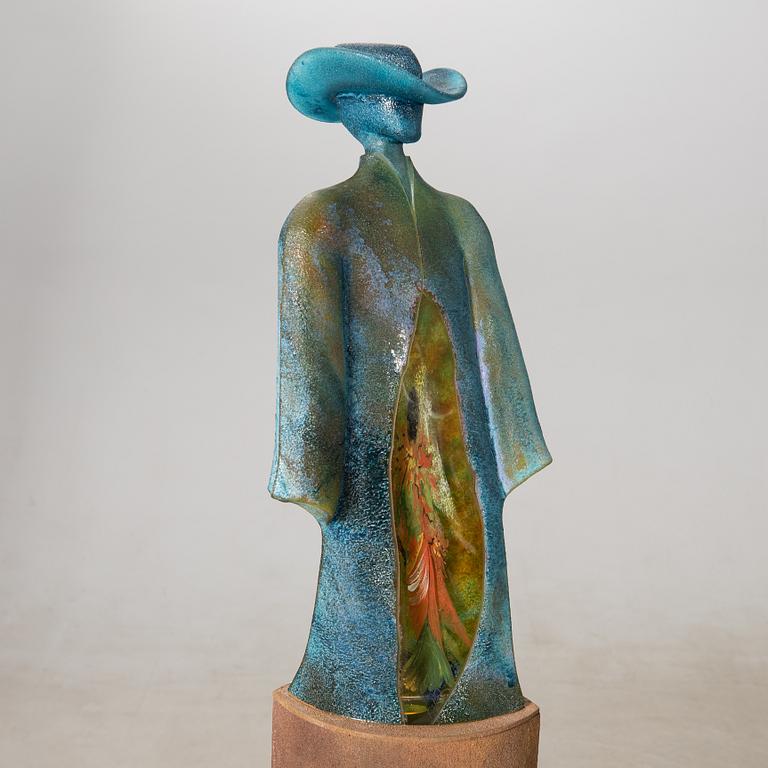 Kjell Engman, "Man in Trenchcoat", unique sculpture, from the series "Catwalk", cast glass, Kosta Boda.