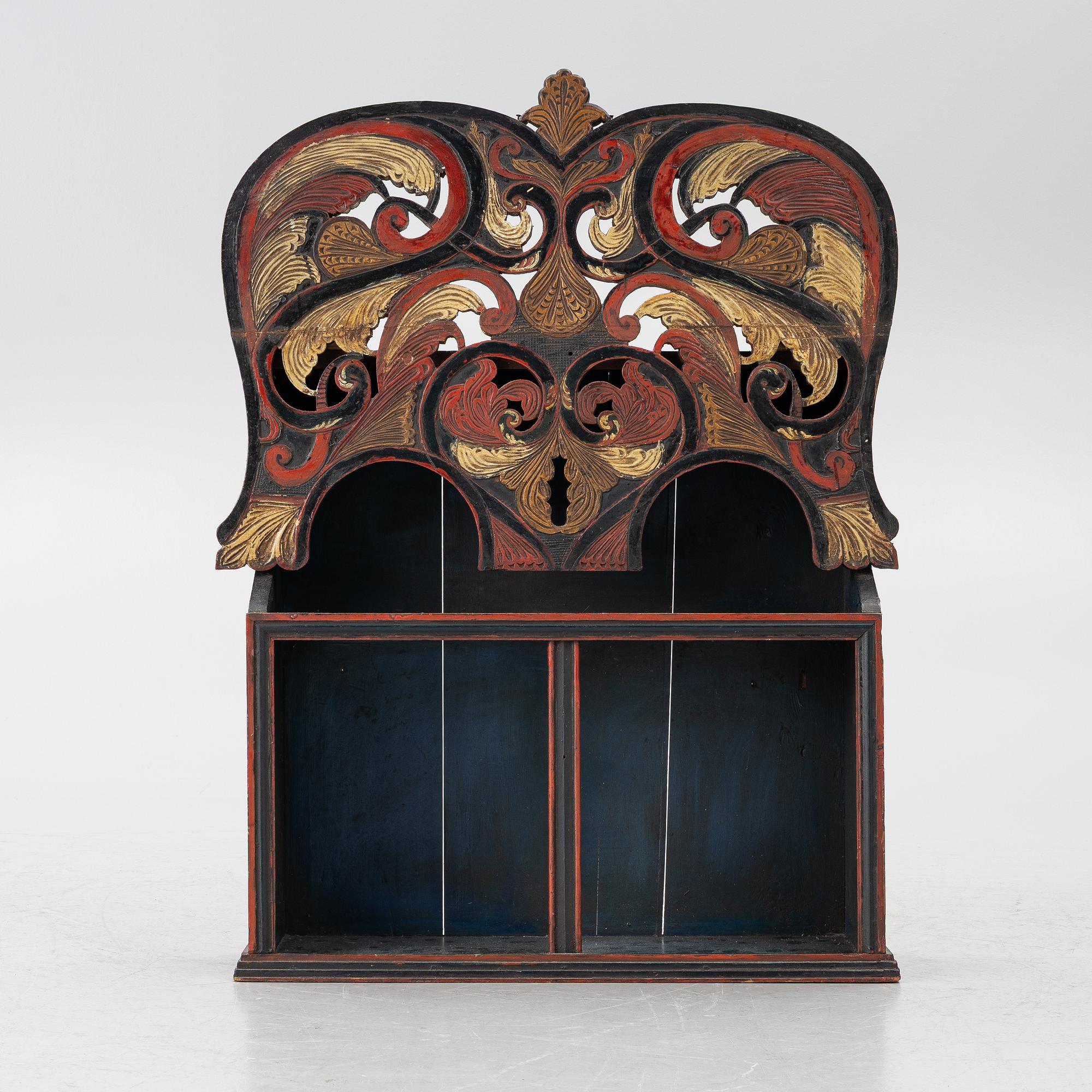 Wall-mounted shelf, folk art, Norway, 19th century.