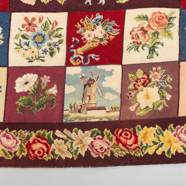 An embroided carpet, 1850-1900. Circa 195 x 130 cm.