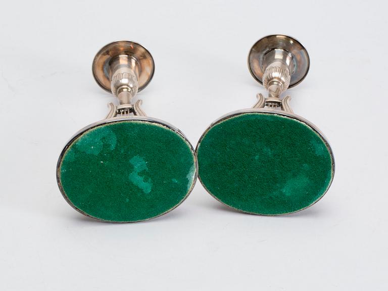 LJUSSTAKAR, ett par, silver, 1900-talets mitt.