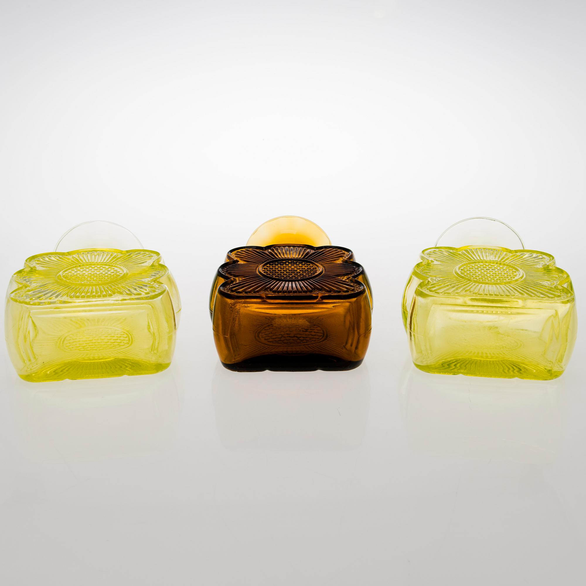 TAMARA ALADIN, VASER, 3 st, glas, "Amuletti", 1731, Riihimäen Lasi, 1971-1975.