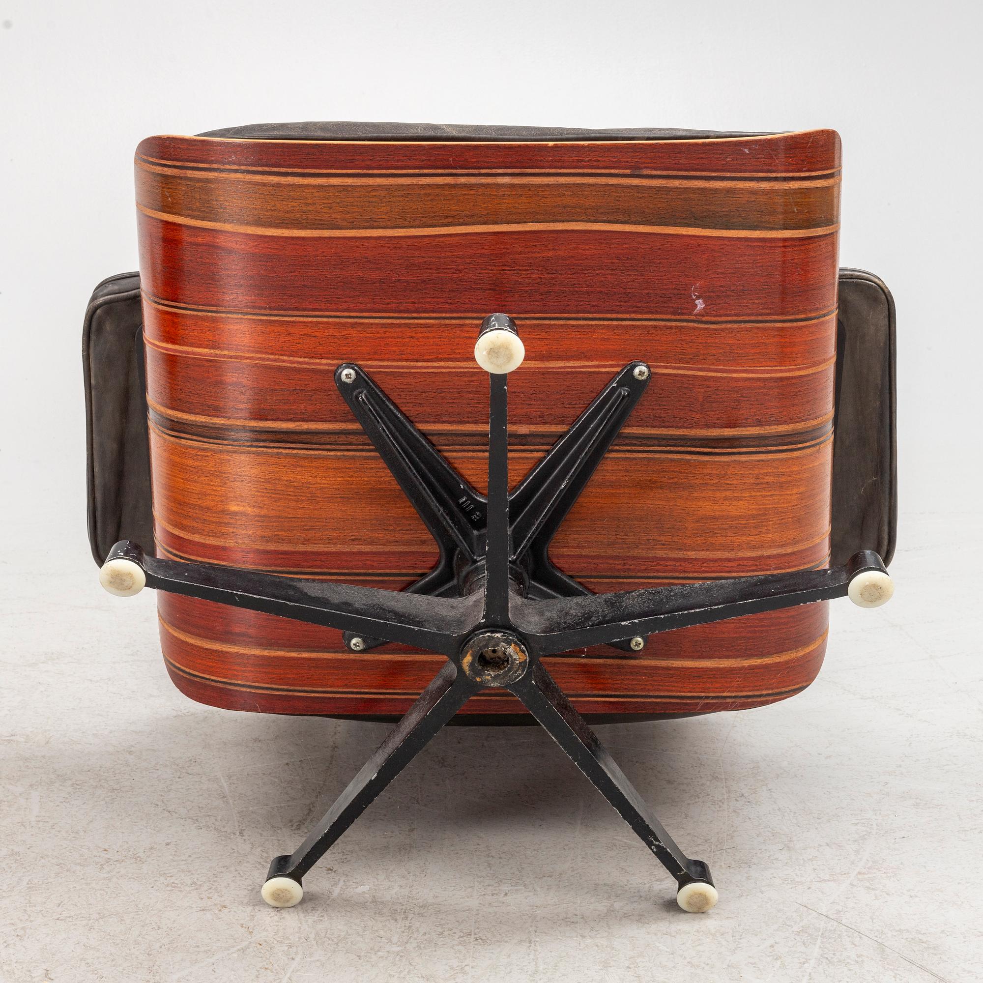 Charles & Ray Eames, armchair and footstool, "Lounge chair" for Herman Miller 1960s.