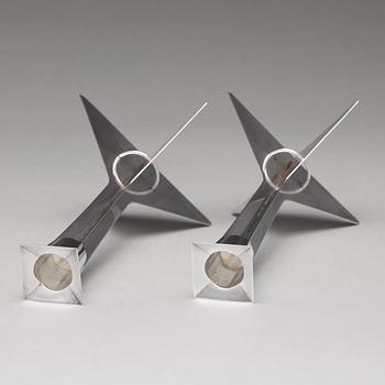 Hubert Hydman, a pair of sterling candlesticks, Stockholm 1988.