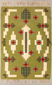 Rug, flat weave, signed AE approx. 204x134 cm.