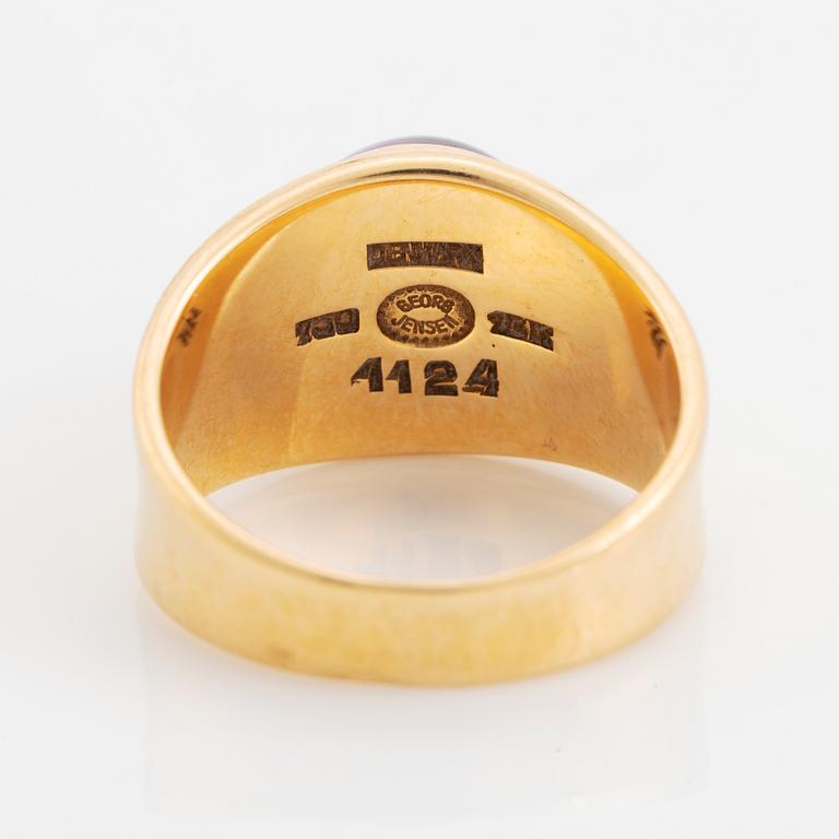 Georg Jensen, Poul Hansen, ring, 18K guld med cabochonslipad ametist.