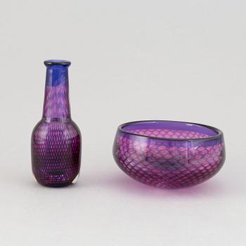 Sven Palmqvist, a signed glass vase and bowl, 'Kraka', Orrefors.