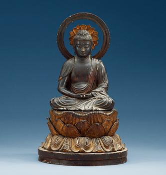 1481. BUDDHA på TRON, trä och lack. Japan, 1800-tal.