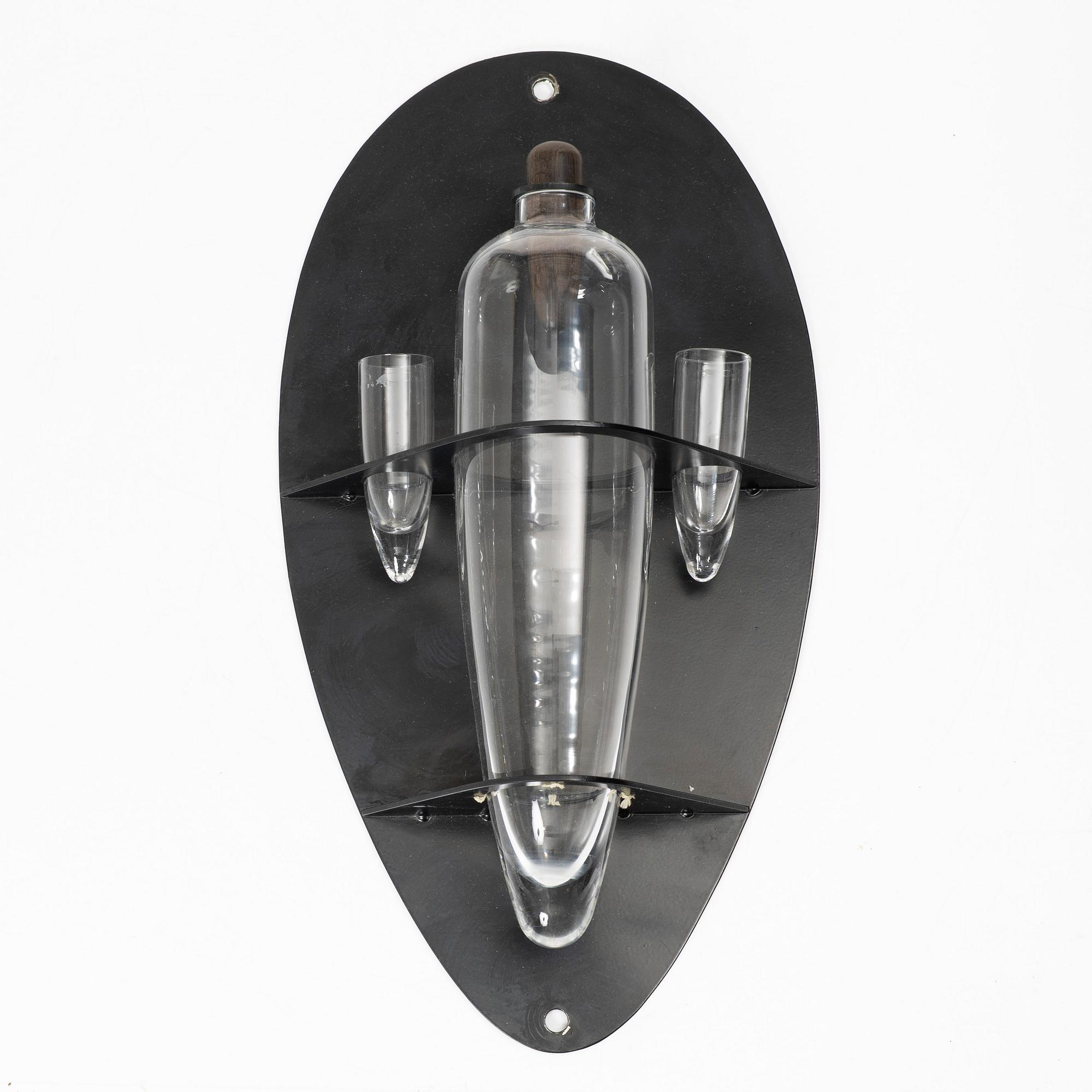 Matz Borgström, & Jhoan Camitz, vodka shelf with a decanter and two glasses, executed in 1991 in fewer than 10 examples.