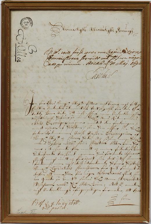 DOKUMENT MED AUTOGRAF, Karl XI. Sign o dat 1696.