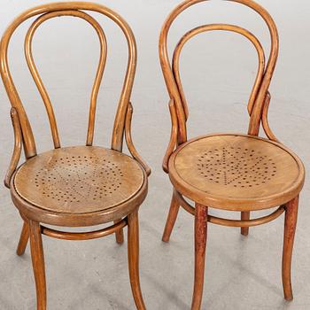 A SET OF FOUR BENTWOOD CHAIRS, ONE MARKED "LUTERMA" ESTONIA.