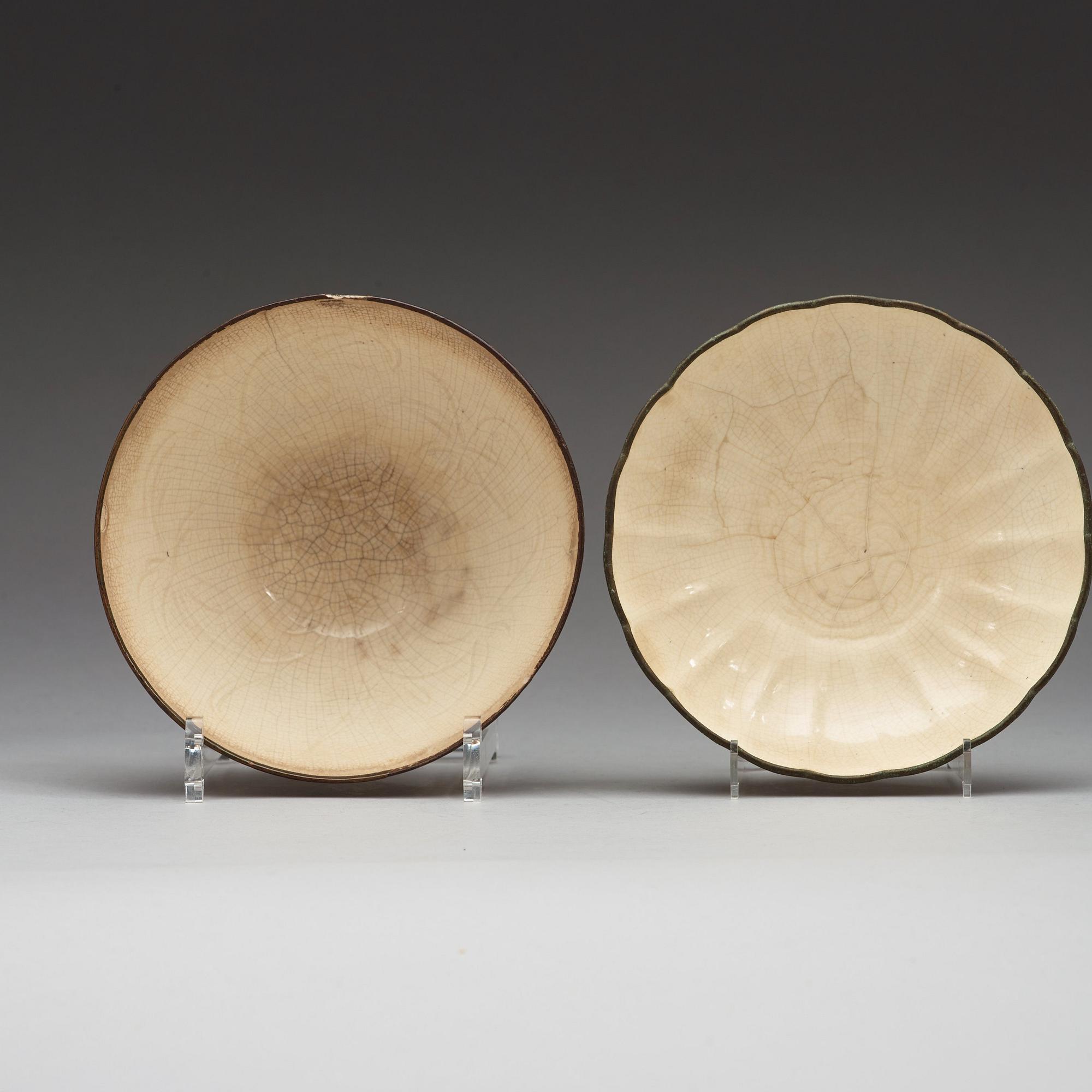 A creamglazed dish and a bowl, Ming dynasty (1368-1643).
