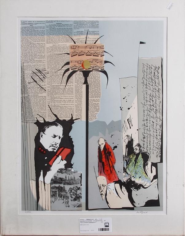 LUNDQVIST, BO, 5 st handkolorerade litografier, ur "Strindbergsmappen". Numr. 5/290.