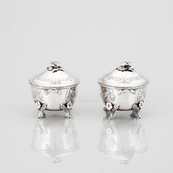 Lars Boye, sockerskålar, ett par, silver, Stockholm 1776. Gustavianska.
