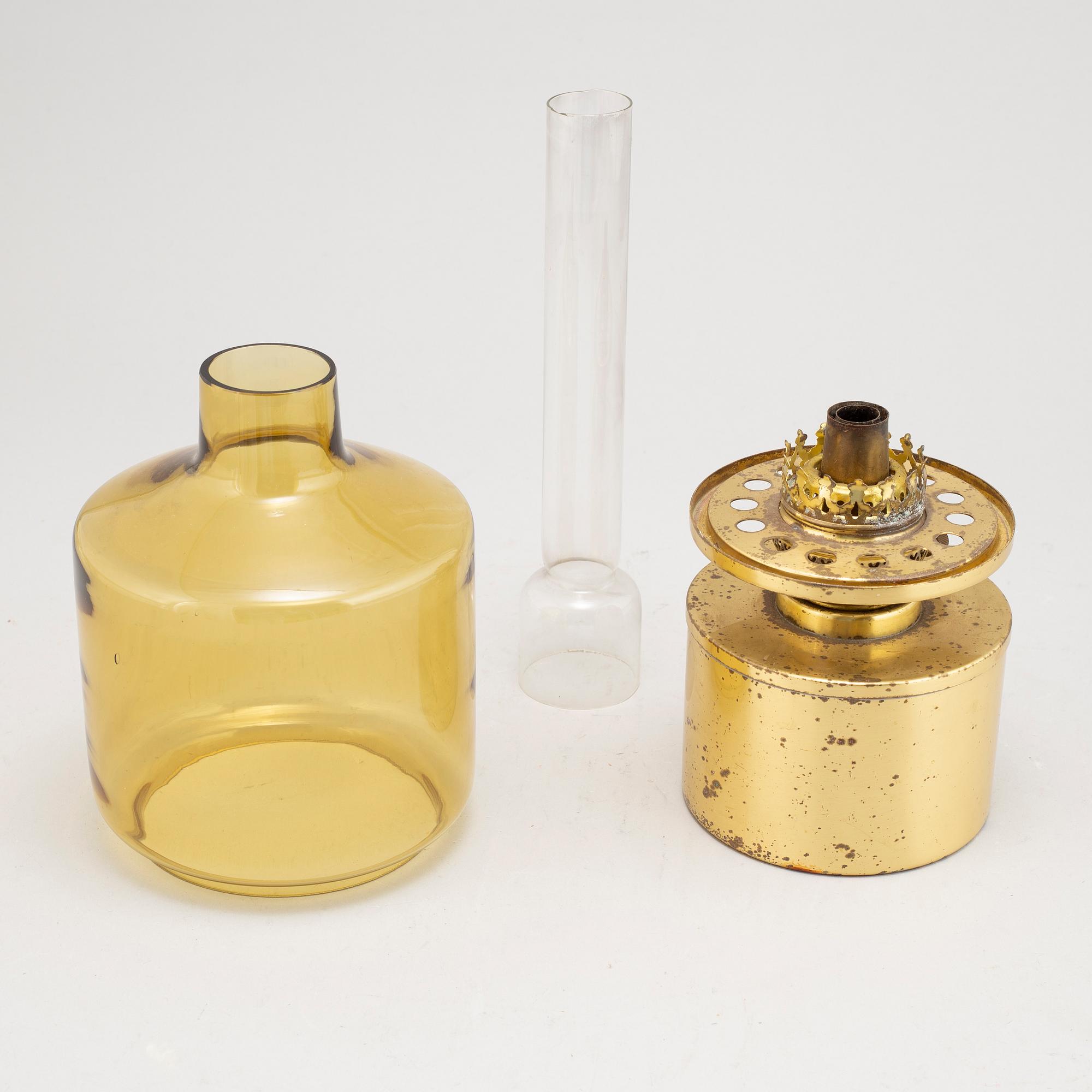 Hans-Agne Jakobsson, a brass and glass modell L47 oil lamp from Markaryd.